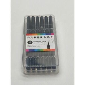 Paperage 12 Pack Fine Liner Pens .4mm Black Felt Tip Ergonomic Triangular 50896